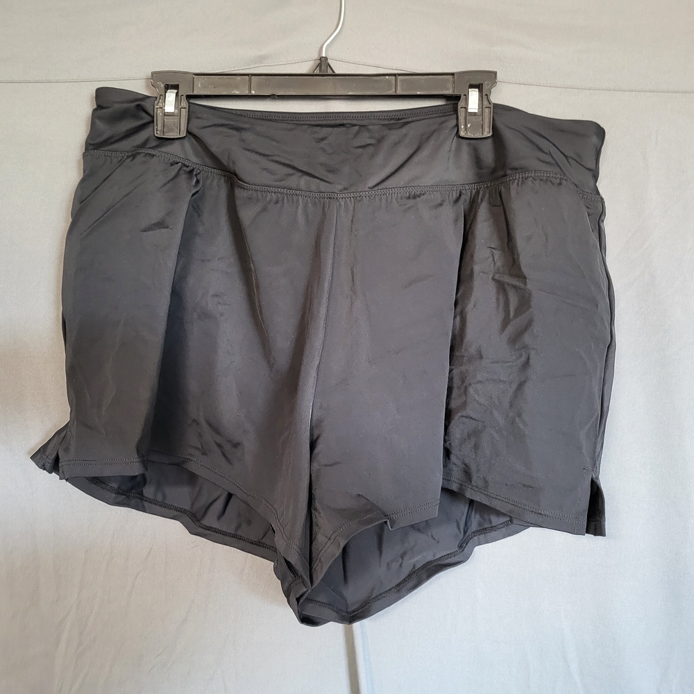 Nwt Womens Plus Size 24w Swim Solutions Swim Shorts Swim Bottoms Black - Picture 2 of 2